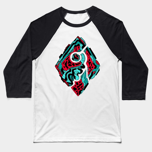 Turqred Abstract Rhombus Baseball T-Shirt by kenallouis